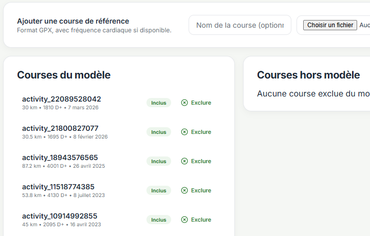 Apprendre comment tu cours — capture d'écran MyRunPerf